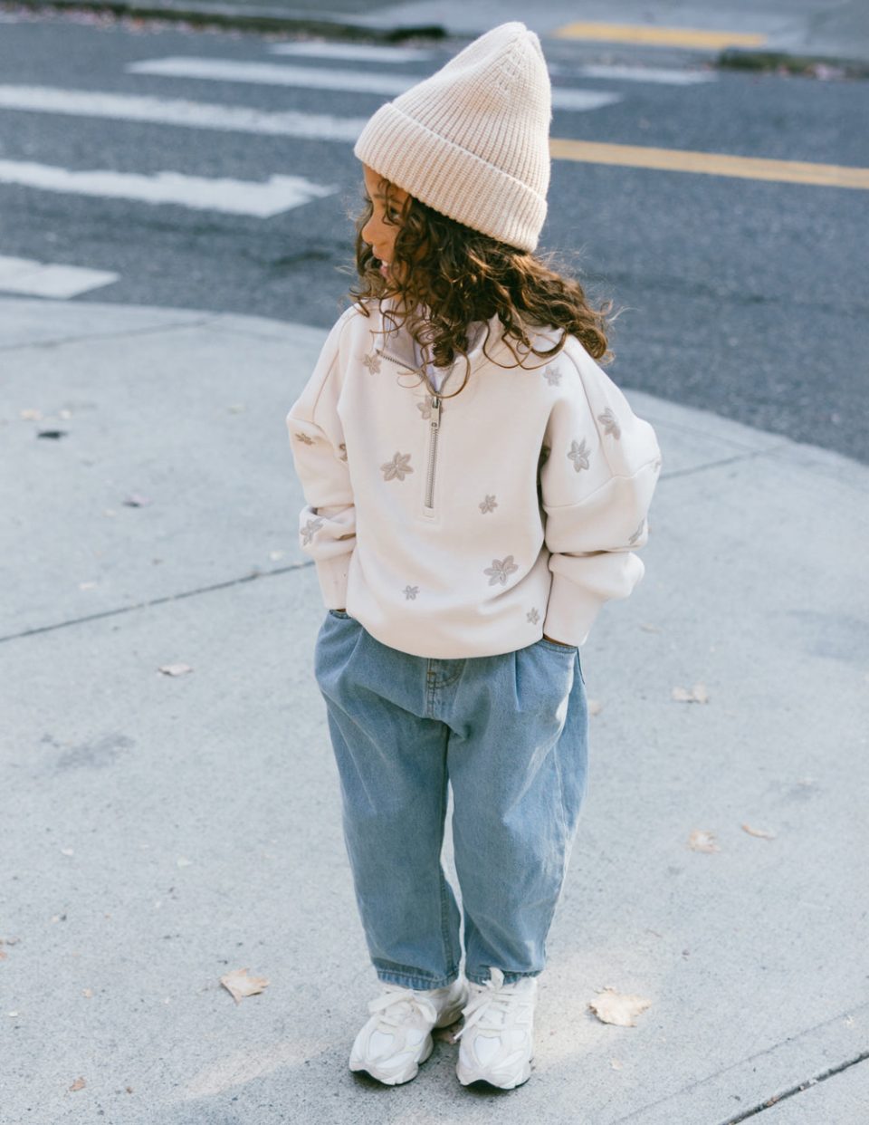 Floral Kids Half-Zip