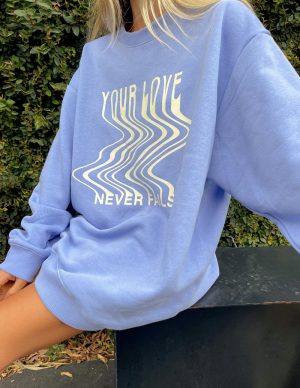Love Never Fails Blue Unisex Crewneck