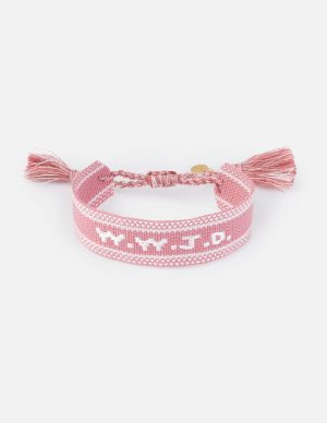 Pink WWJD Embroidered Bracelet