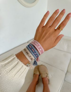 Pink WWJD Embroidered Bracelet