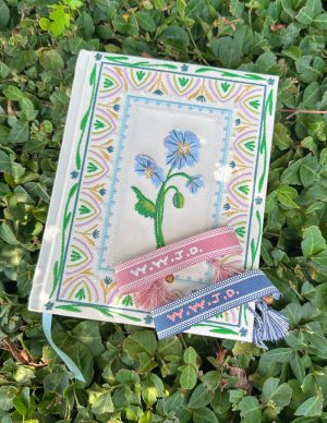 Pink WWJD Embroidered Bracelet