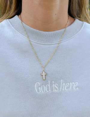 White Enamel Cross Necklace